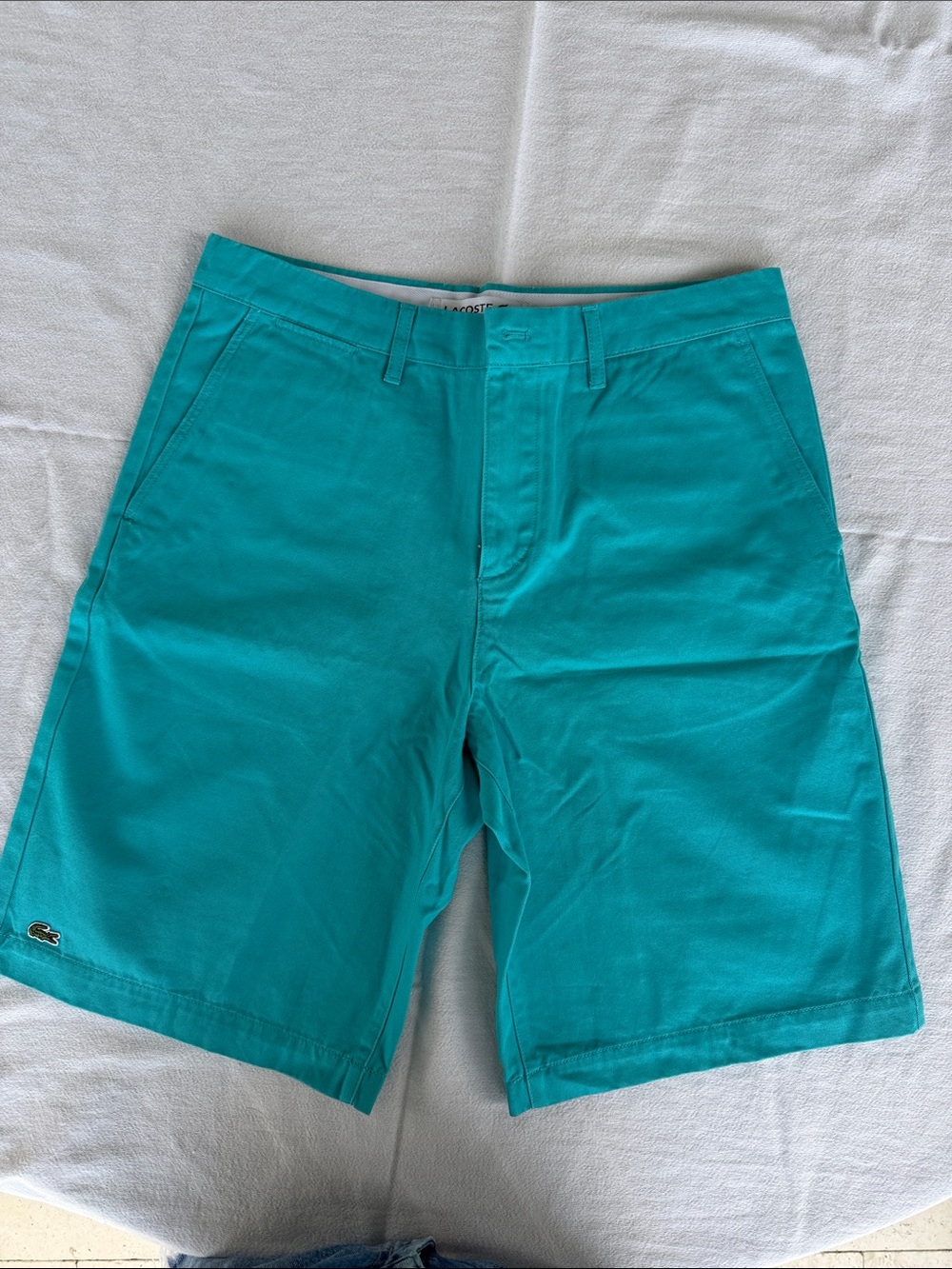 Lacoste Men’s Turquoise Flat-Front Cotton Shorts